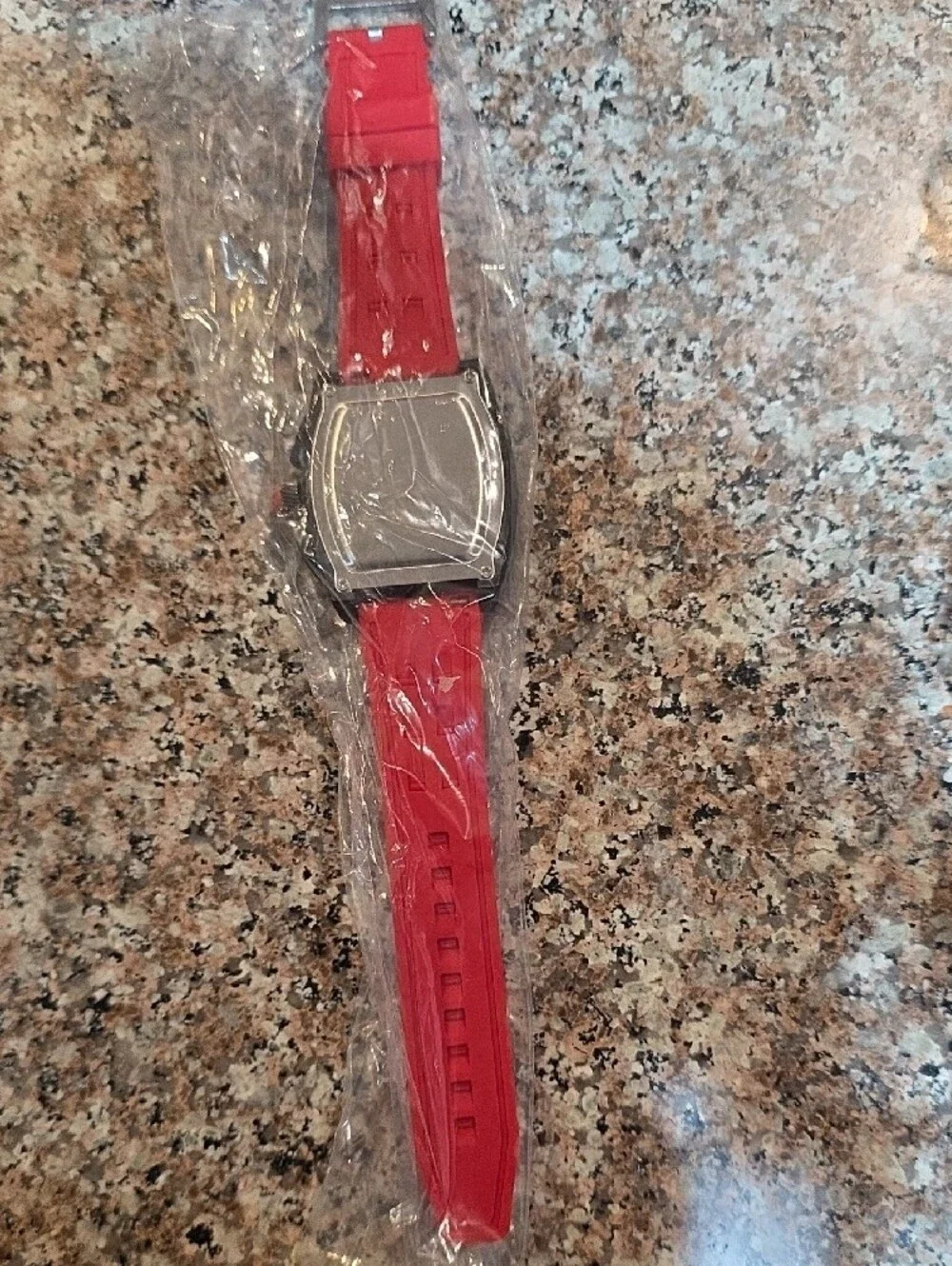 Red Men's Sport Watch with Rubber Strap